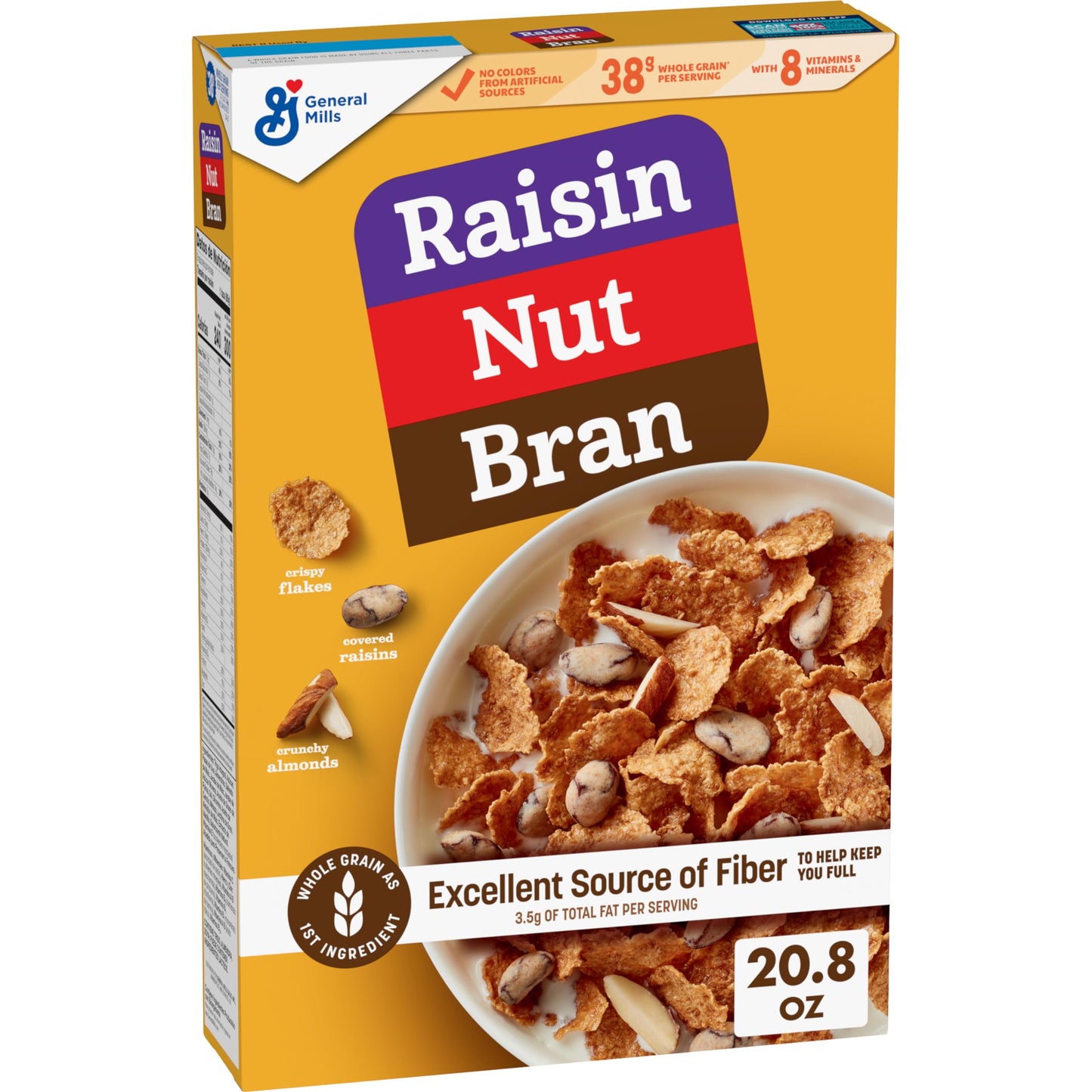 Raisin Nut Bran Cereal, High Fiber Cereal Made With Whole Grain, 20.8 Oz