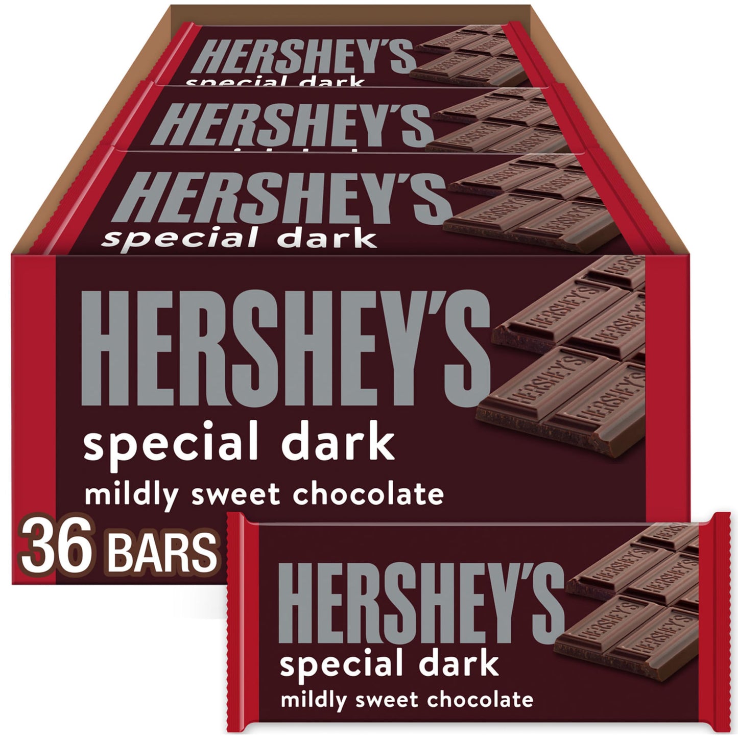 Hershey'S Special Dark Mildly Sweet Chocolate Candy Bars, 1.45 Oz (36 Count)