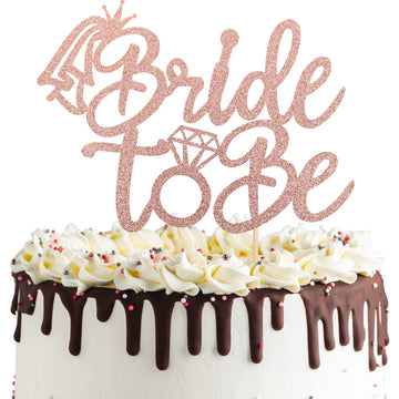 1 Pcs Bride To Be Cake Topper With Glitter Ring Bridal Shower Cake Pick Decorations For Wedding Engagement Theme Bachelorette Pa
