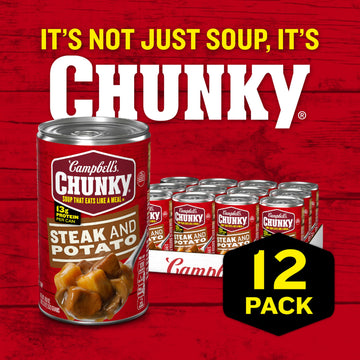 Campbells Chunky Soup, Steak and Potato Soup, 18.8 oz Can (Pack of 12)