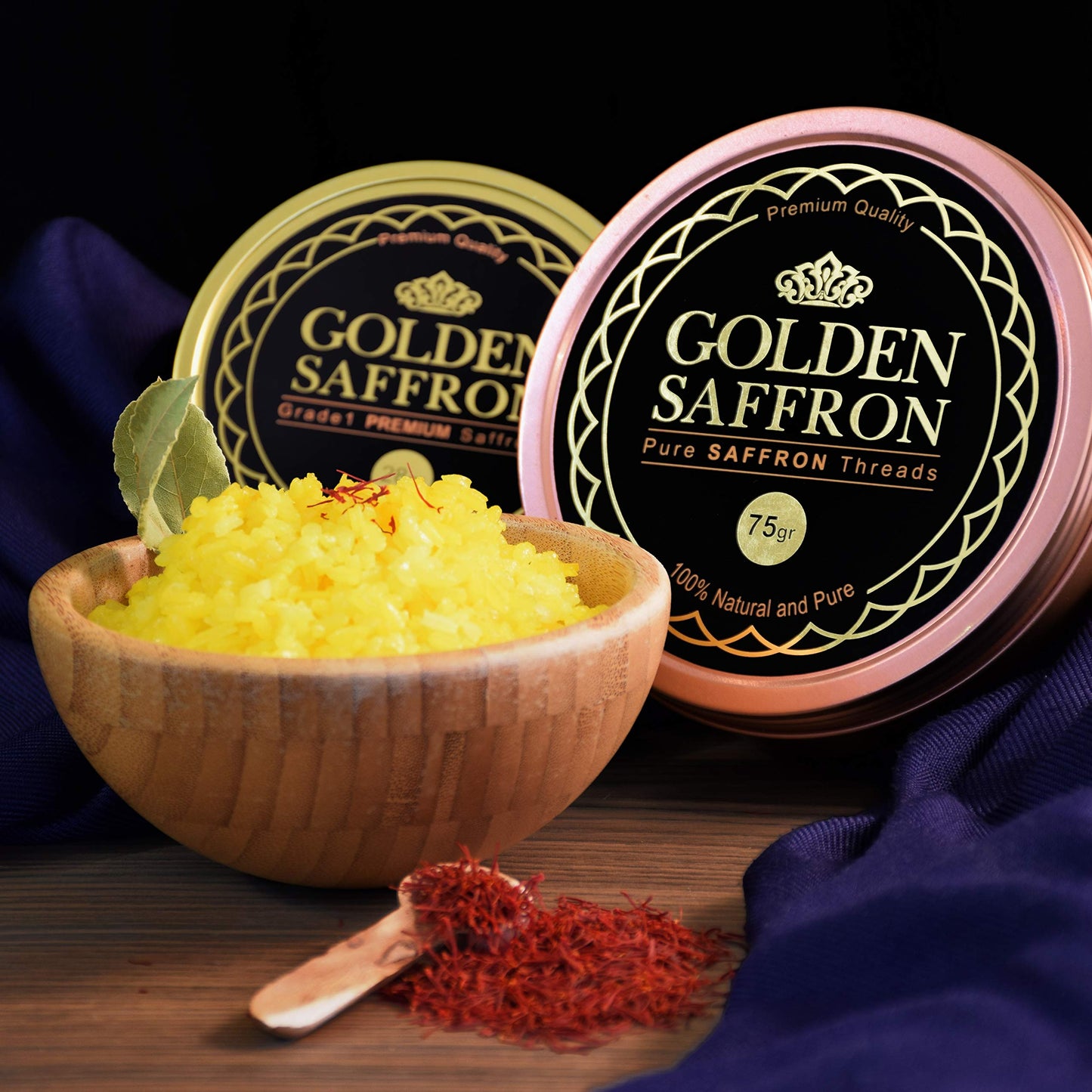 Golden Saffron, Finest Pure Premium All Red Saffron Threads, Grade A+ Super Negin, Non-GMO Verified. For Tea, Paella, Rice, Dess