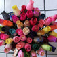 2 Dozen (24) Wooden Roses Colorful Arrangement in Sleeve