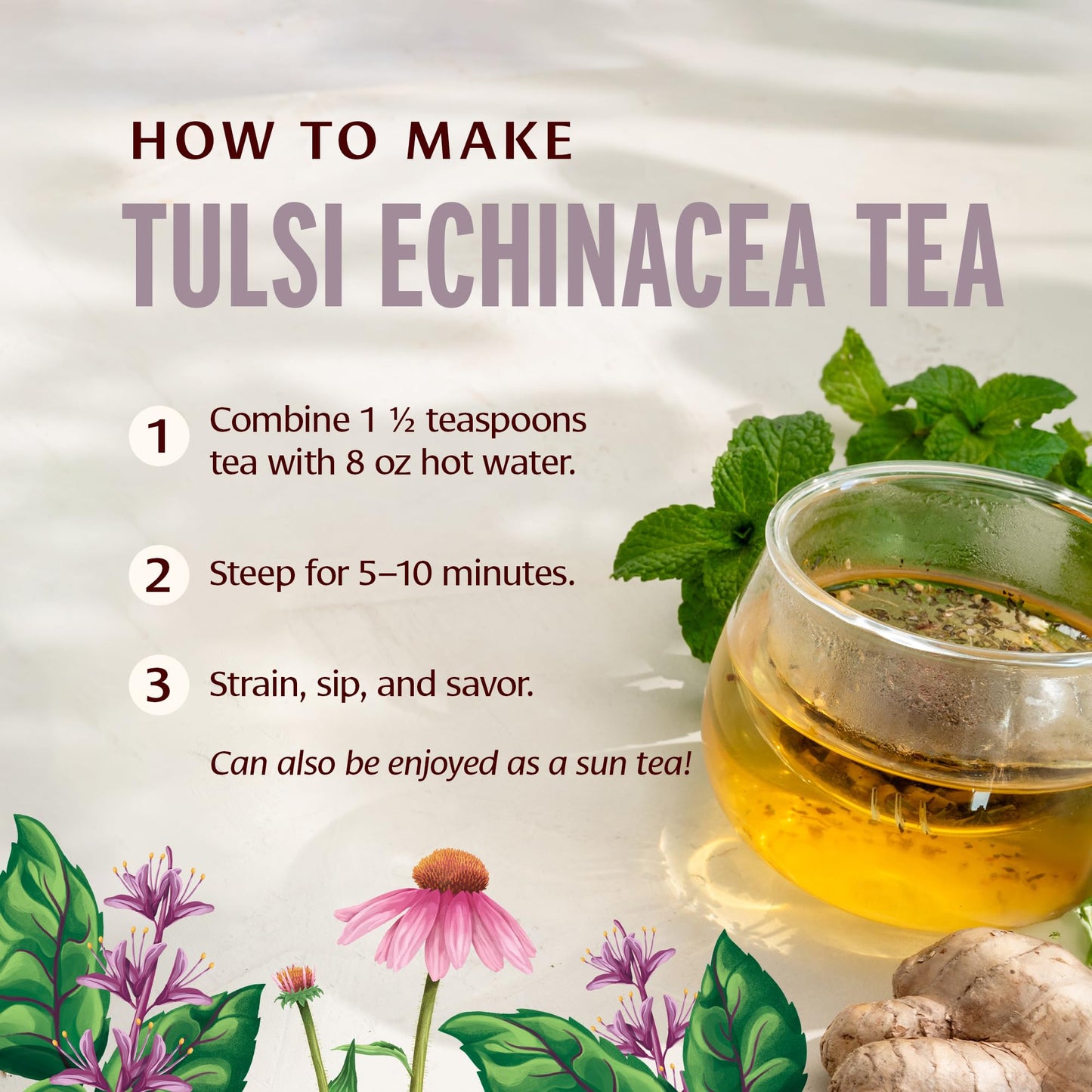 Banyan Botanicals Tulsi Echinacea Herbal Tea - Organic, Caffeine Free, 2 oz, Non-GMO, Loose Leaf