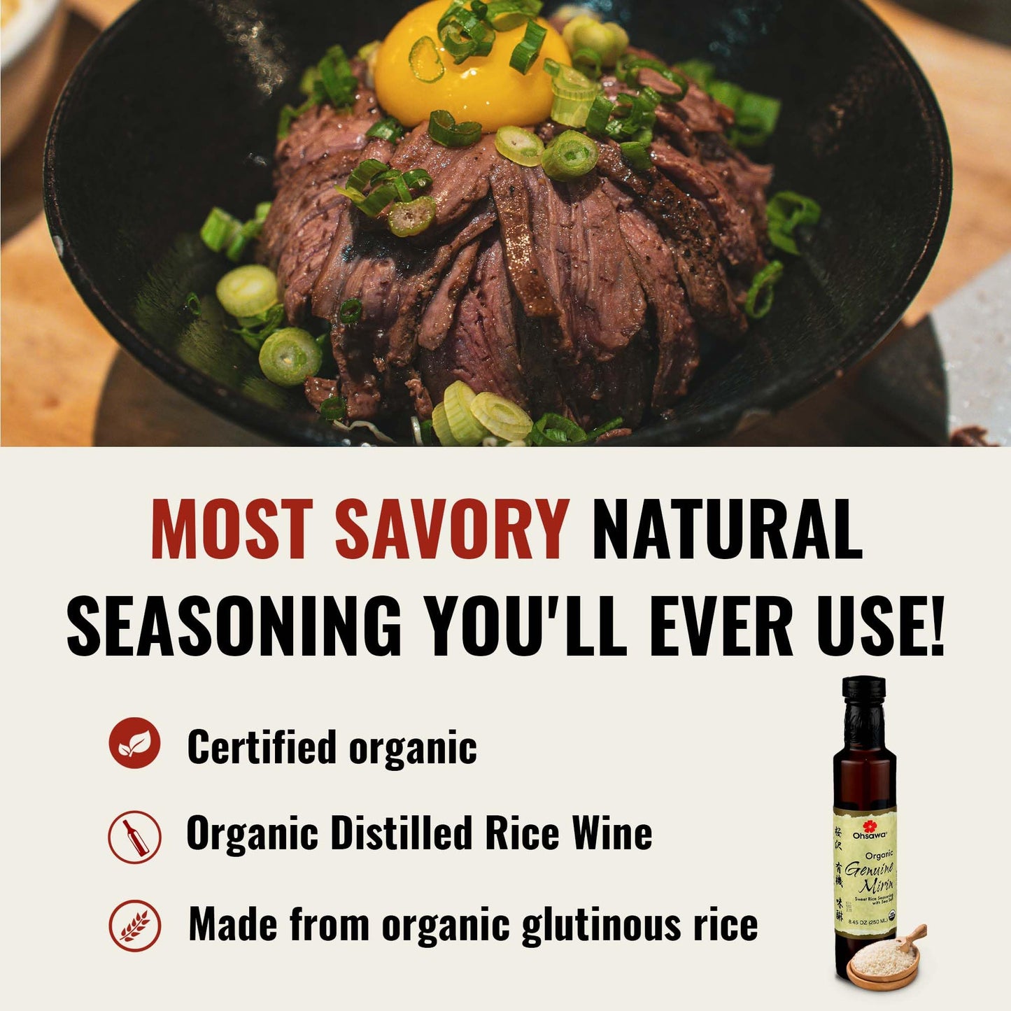 Ohsawa Genuine Mirin, Authentic Japanese Sweet Cooking Wine, Vegan, Non-GMO, 8.45 oz