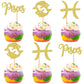 ZHUOWEISM 24 PCS Pisces Cupcake Toppers Glitter Gold Constellation Picks for Birthday Cake Decoration