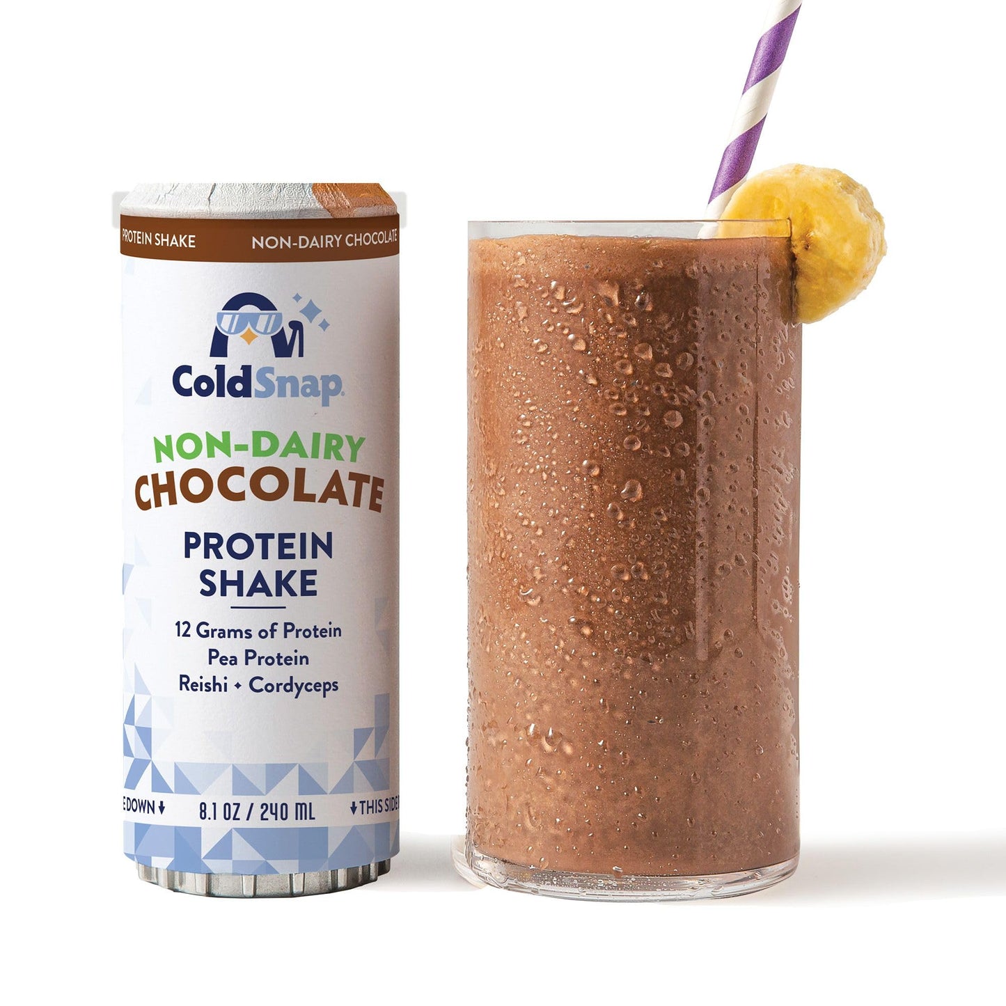 ColdSnap Chocolate Non-Dairy Frozen Protein Shake Pods - Creamy, Plant-Based Protein Shake Made in MInutes- 12g of Pea and Rice 