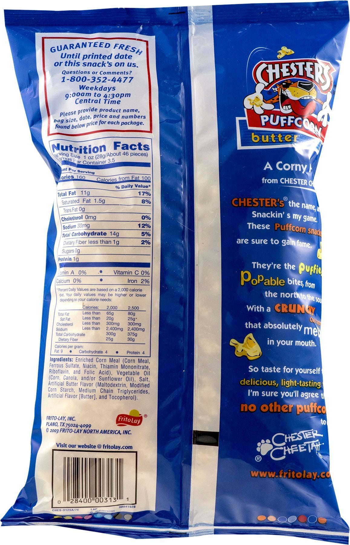 Chesters Butter Flavored Puffcorn Snacks, 3.5oz Bags (Pack of 12)