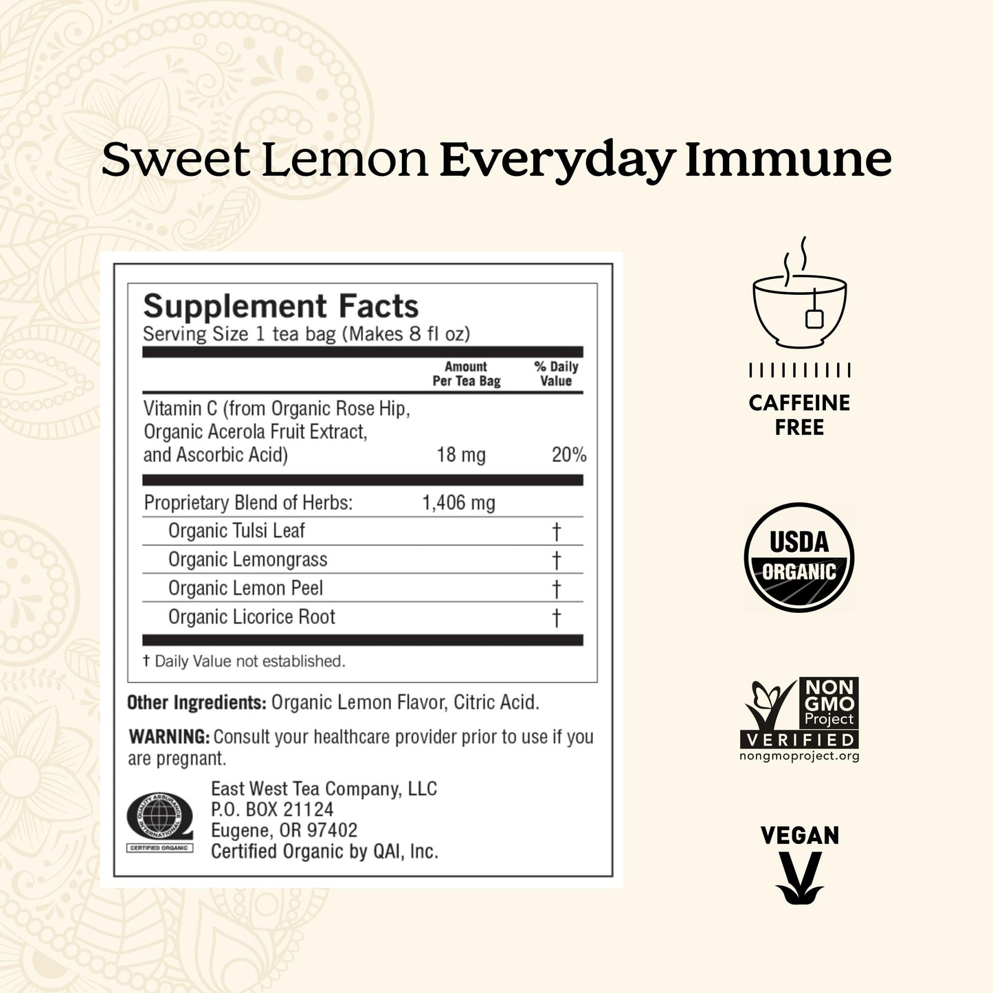Yogi Tea Sweet Lemon Everyday Immune Tea - 16 Tea Bags Per Pack (6 Packs) - Daily Immune Support Tea - Delicious Lemon Tea Bags