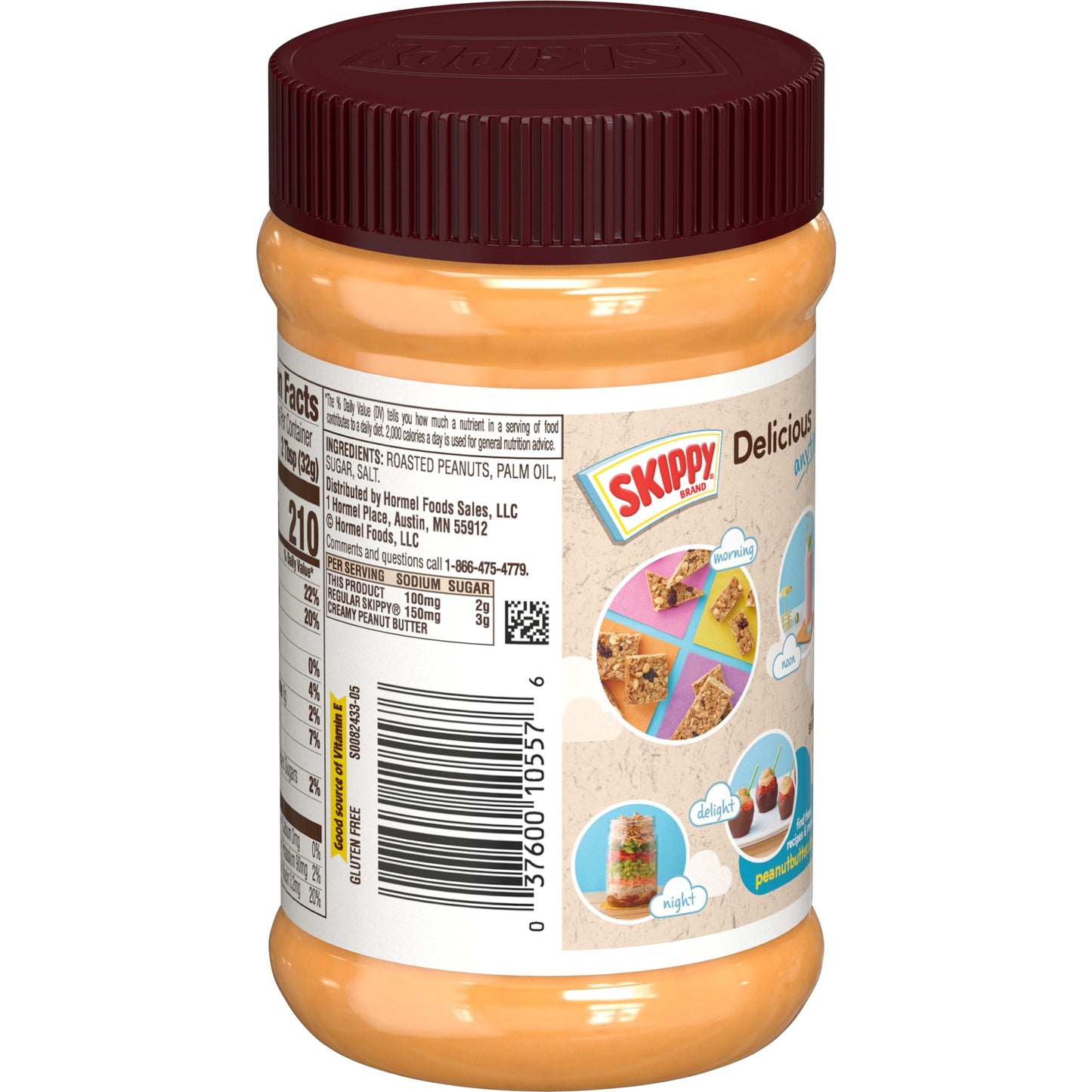 SKIPPY Natural Creamy Peanut Butter, Reduced Sugar & Sodium, 15 Ounce (Pack of 12)