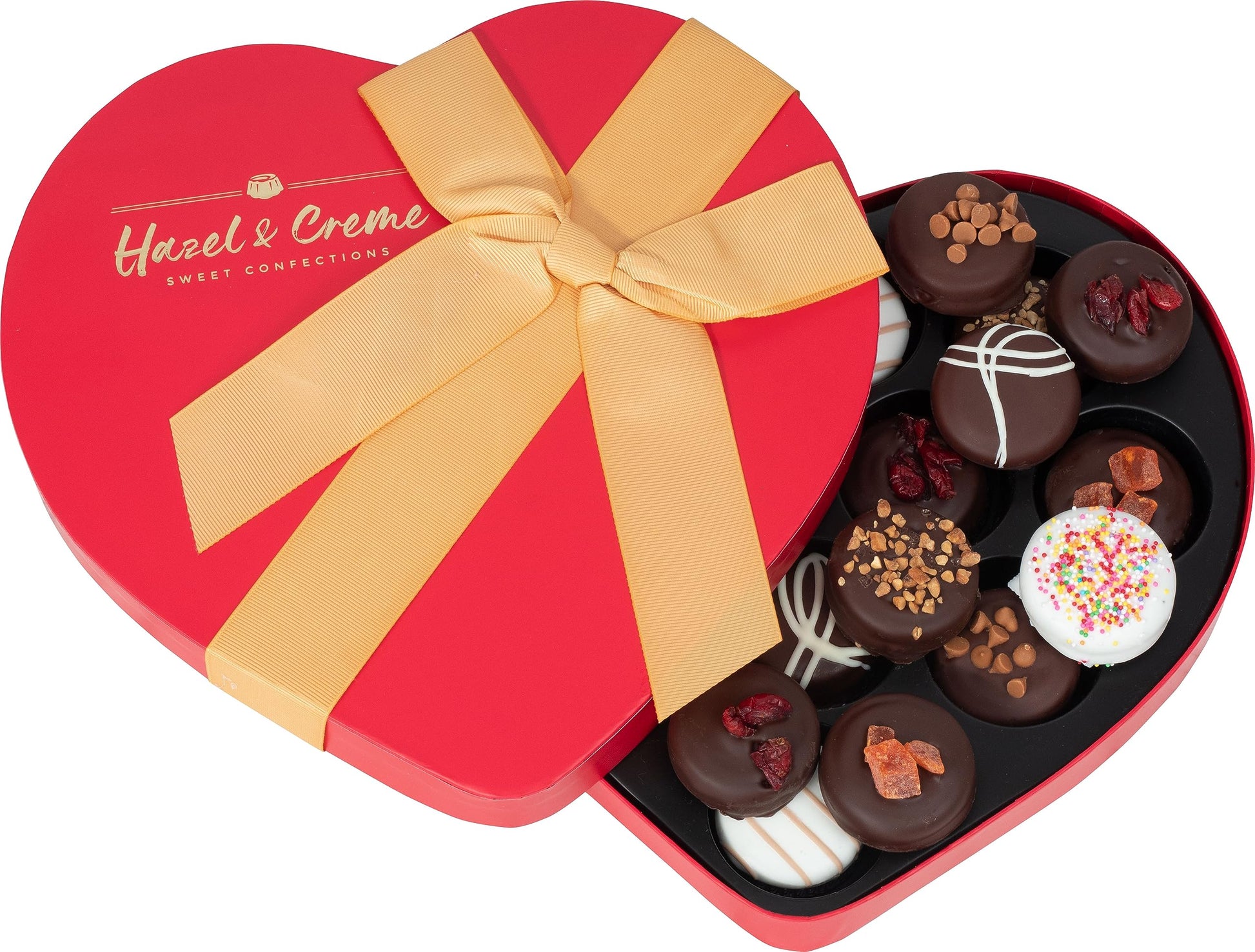 Gourmet Cookies - Elegant Heart-Shaped Dark Chocolate Covered Cookie Gift Box - Handcrafted Gourmet Treats for Anniversaries, an