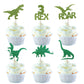 YCTHUNFISH Dinosaur Cupcake Toppers, 24 Pack Glitter Picks, Bamboo, Small, Green, Dino Theme Party Decorations