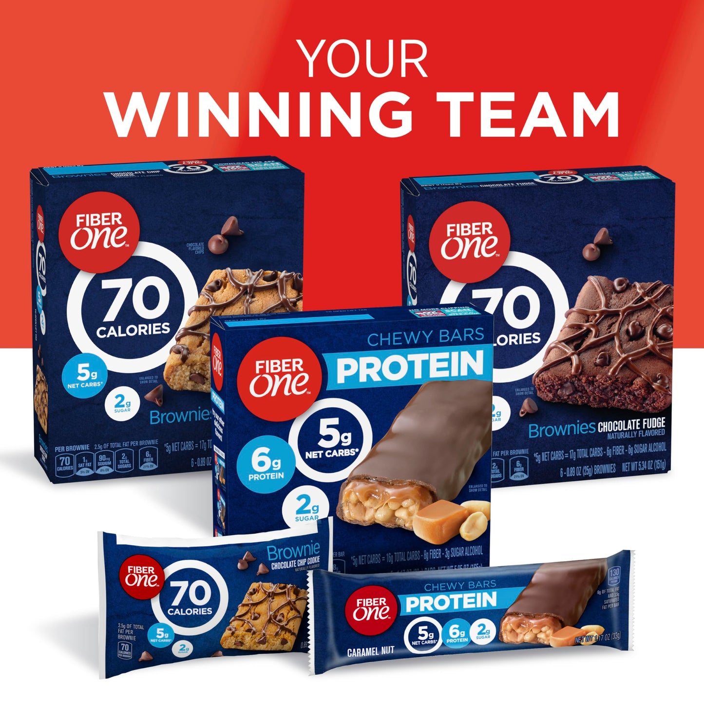 Fiber One 70 Calorie Brownies, Chocolate Chip Cookie, Snack Bars, 6 ct (Pack of 8)