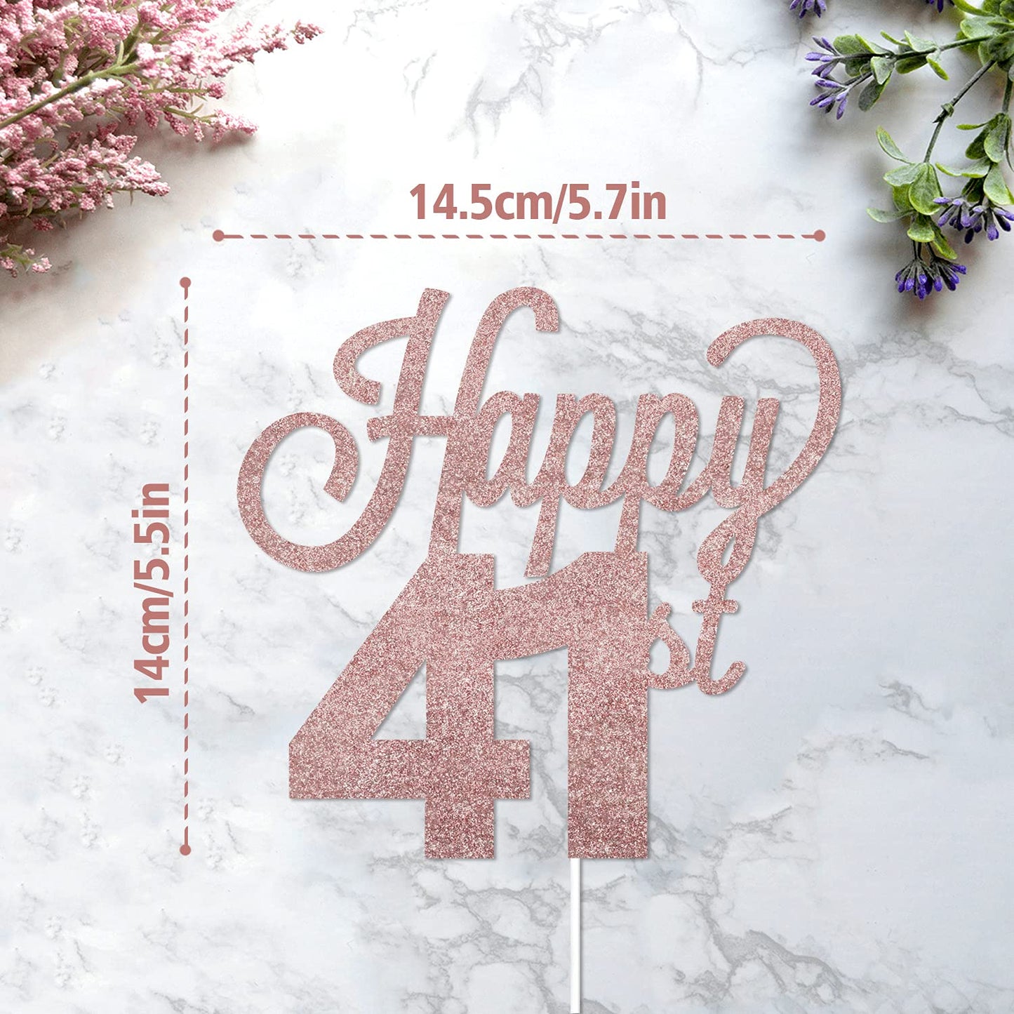 Lingteer Happy 41St Birthday Cake Topper - Cheers To 41St Birthday 41 Years Old Birthday Party Cake Decorations Sign.