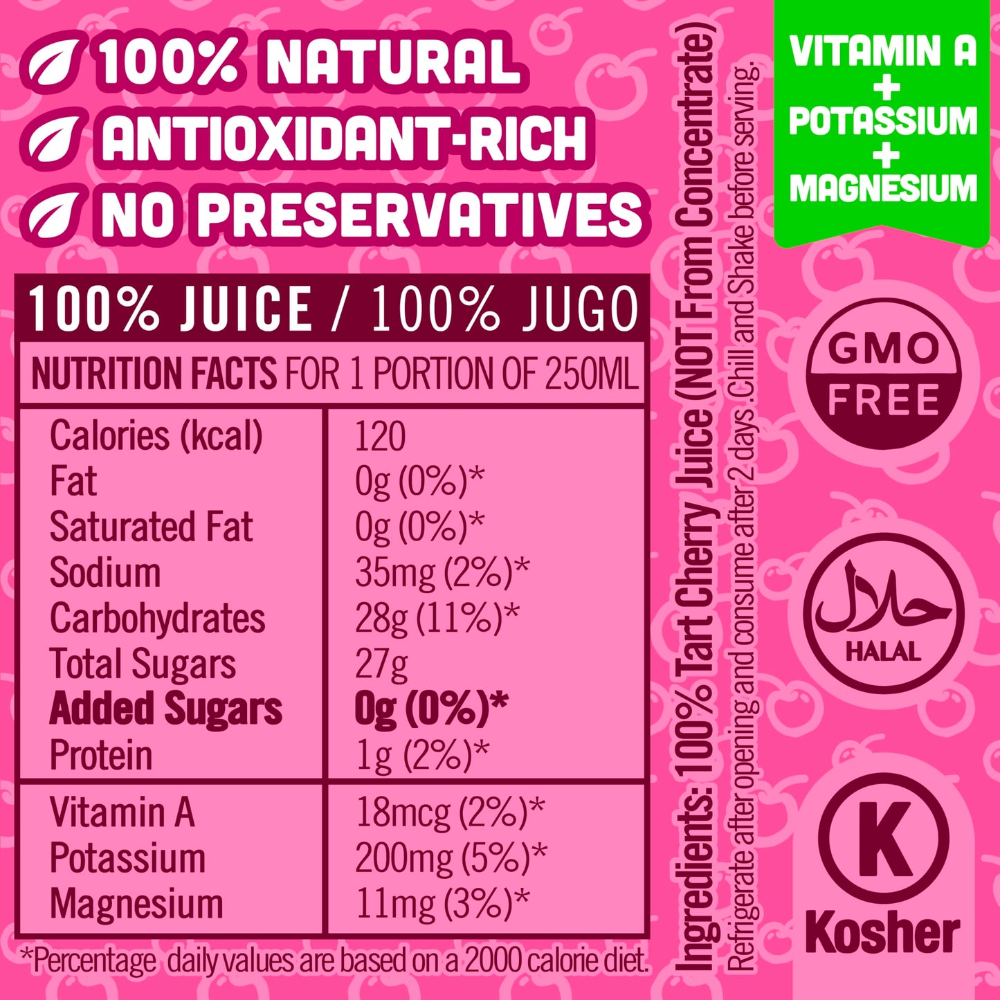 Nilo Tart Cherry Juice | 100% Squeezed Tart Cherry | No Sugar Added | Non Gmo | Not From Concentrate | 8.45 Oz (Pack Of 12)