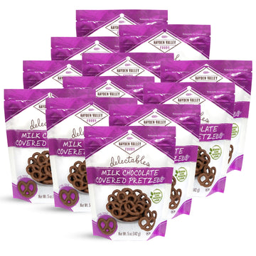 Hayden Valley Foods Milk Chocolate Covered Pretzels, 5 oz Bags, Pack of 12, No Artificial Flavors or Preservatives, Gourmet Snacks