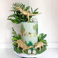 16 Pcs Metallic Gold Dinosaur Cake Decorations Dino Theme Cake Topper With Artificial Palm Leaves Dinosaur Eggs For Kids Boys Gi