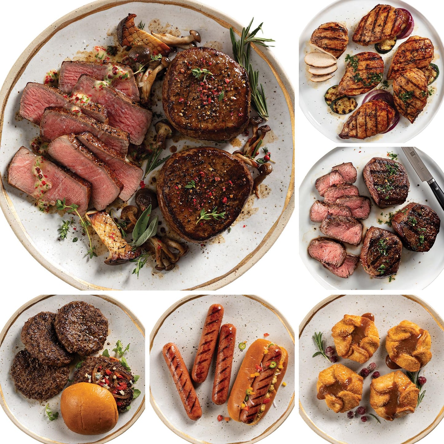 Omaha Steaks Ultimate Gift Package - Butchers Cut Filet Mignons  Top Sirloins  Chicken Breasts  Burgers  Gourmet Franks  Fries  Desserts & Seasoning - enhanced Meat & Meal Gift Box