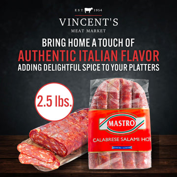 Vincent'S Meat Market - Spicy Italian Salami. Hot Flat Calabrese, Soppressata Salami. Ideal For Charcuterie Delights, Premium Qu
