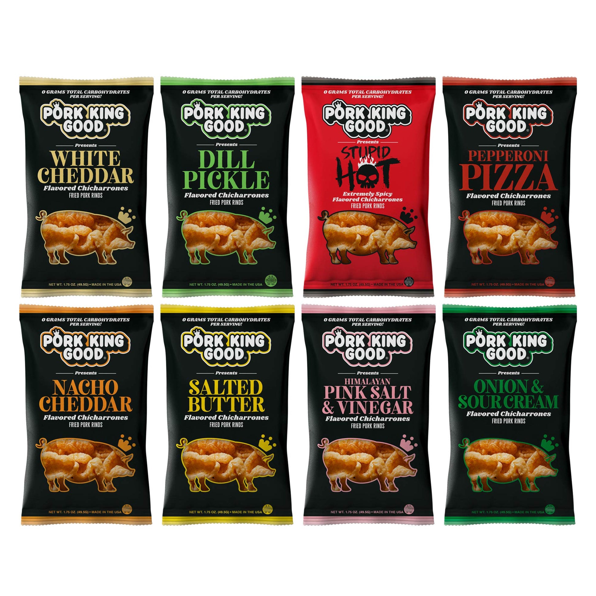 Pork King Good Pork Rinds - Variety 8 Pack (Chicharrones)