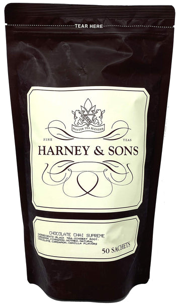 Harney & Sons Chai Supreme Tea Sachets in Bulk Bag, Chocoate 50 Count
