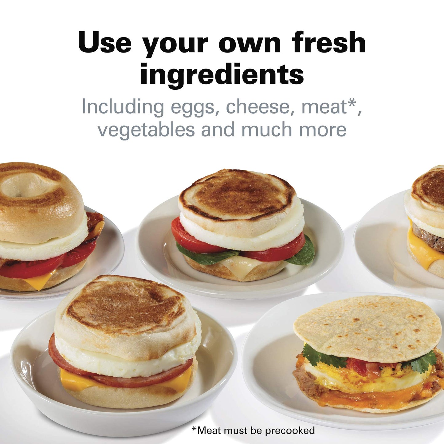 Hamilton Beach Breakfast Sandwich Maker With Egg Cooker Ring, Customize Ingredients, Perfect For English Muffins, Croissants, Mini Waffles, Perfect White Elephant Gifts, Mint (25482)