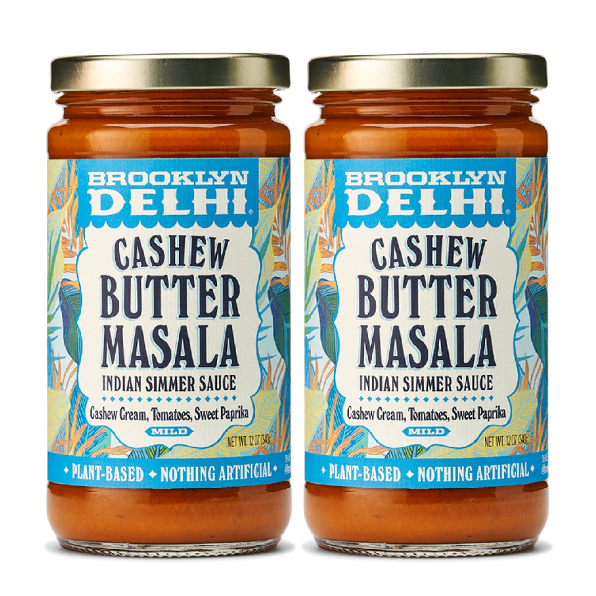 Brooklyn Delhi - Vegan Butter Chicken - Indian Simmer Sauce With Cashew Cream Tomatoes  Sweet Paprika - Mild Enough For A Kid  Flavorful For A Foodie - Vegan  Nothing Artificial - 12Oz