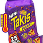 Takis Fuego Mini Rolled Tortilla Chips, Hot Chili Pepper & Lime, 25 Count, Model 34640, Extreme Spicy Snack