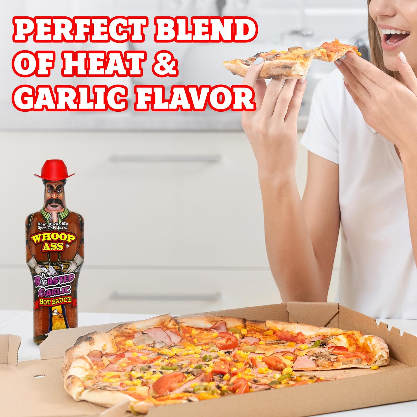 WHOOP ASS Cowboy Roasted Garlic Hot Sauce - 5 oz - Try if you dare! - Perfect Gourmet Gift for the Steak Sauce Fan