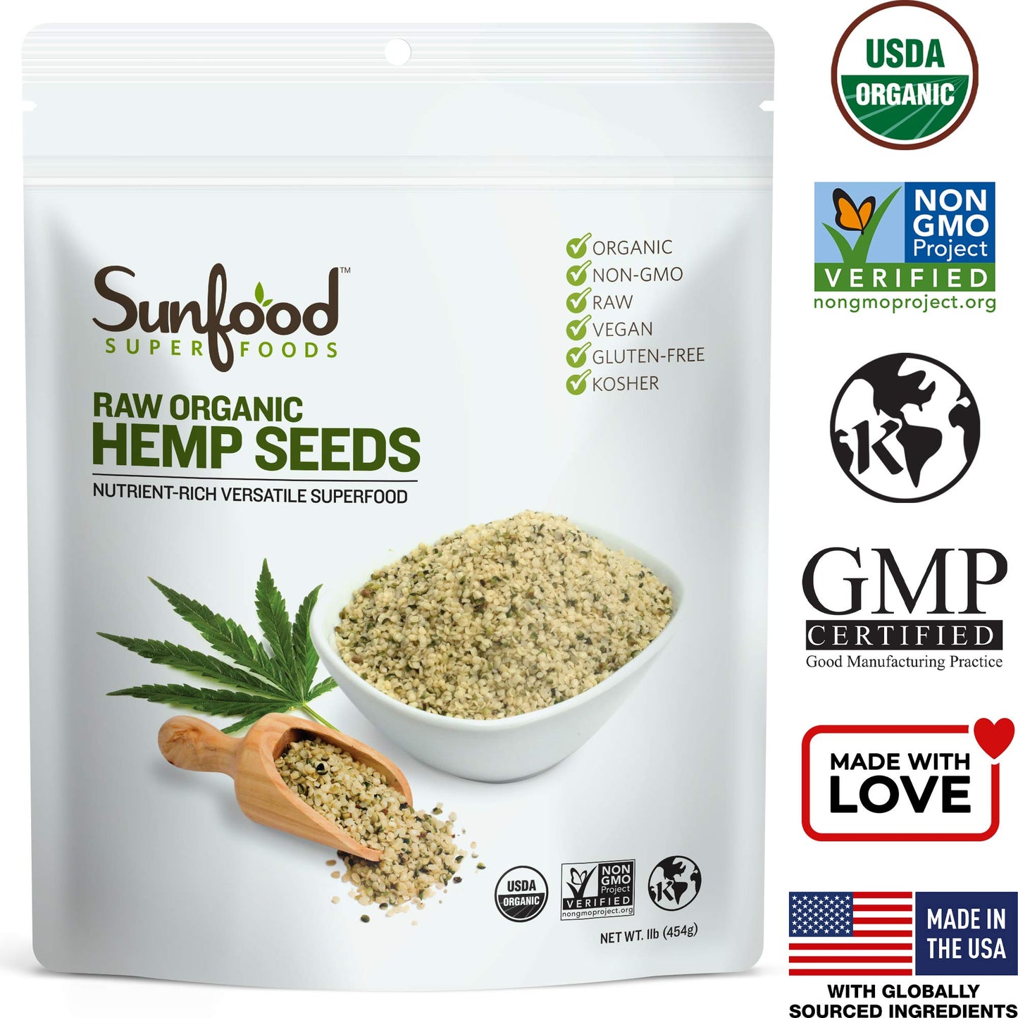 SUNFOOD HEMP SEEDSOg2SHELLED 1 LB