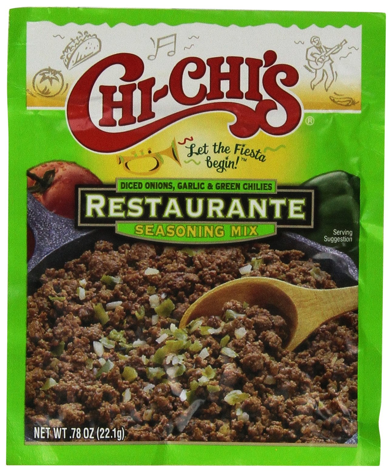 CHI-CHIS Seasoning Mix with Diced Onions, Garlic & Green Chiles, 0.78 oz Package