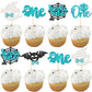 Rsstarxi Cupcake Toppers 30 Pack Glitter Ghost Bat Spider Pumpkin for Halloween Baby Shower 1st Birthday Cake Decorations Design 13 Blue