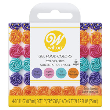 Wilton Neon Gel Food Color Set, magenta, orange, teal and purple