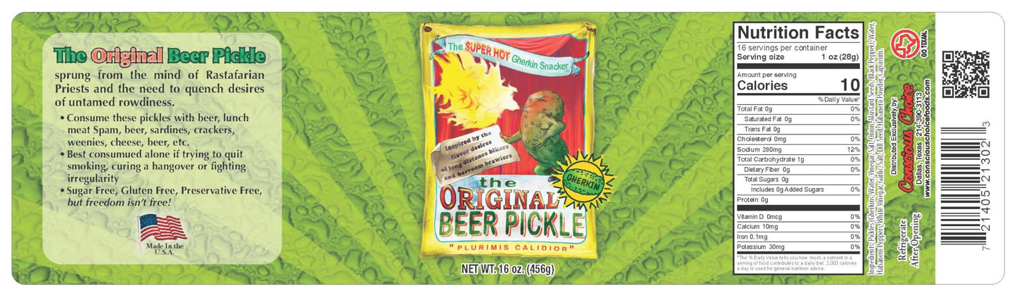 Conscious Choice Foods malt-inspired Pickle Gherkins - Super Hot & Spicy Dill - 12 Jars Full Case