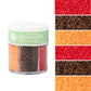 Sweets Indeed Natural Fall Sprinkles 6-Cell Jar - 2.75 oz | Dye-Free Chocolate Jimmies & Red & Orange Sanding Sugars | Autumn & Thanksgiving Cupcake & Cookie Decorations