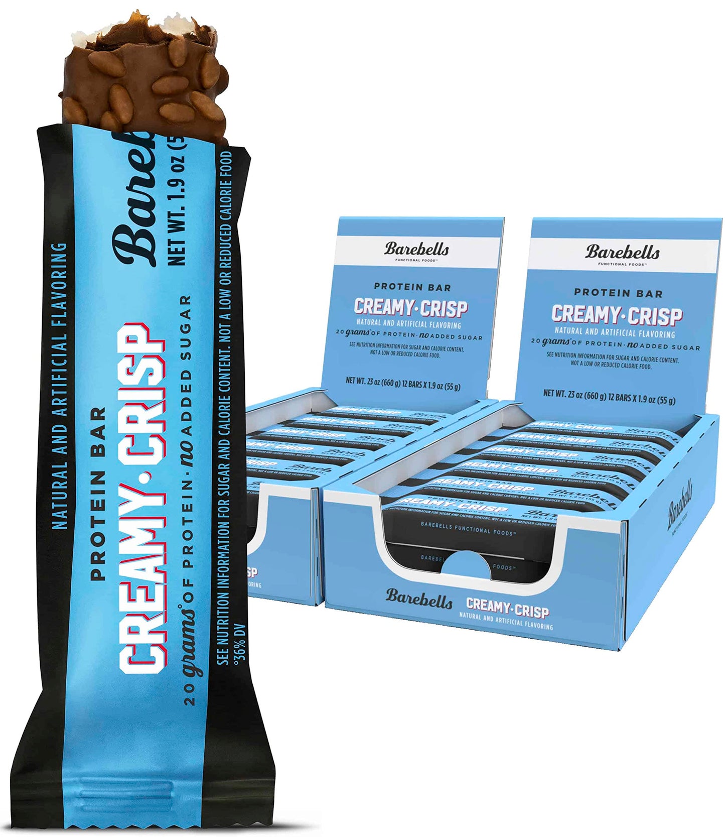 Barebells Protein Bars Creamy Crisp - 12 Count, Pack Of 2 - Protein Snacks With 20G Of High Protein - Chocolate Protein Bar With 1G Of Total Sugars - Perfect On The Go Protein Snack & Breakfast Bars