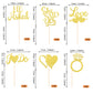 YCTHUNFISH Cupcake Toppers, 36 Pack Gold Glitter Heart and Ring Picks, Bamboo, Small for Wedding Engagement Bridal Shower Decor