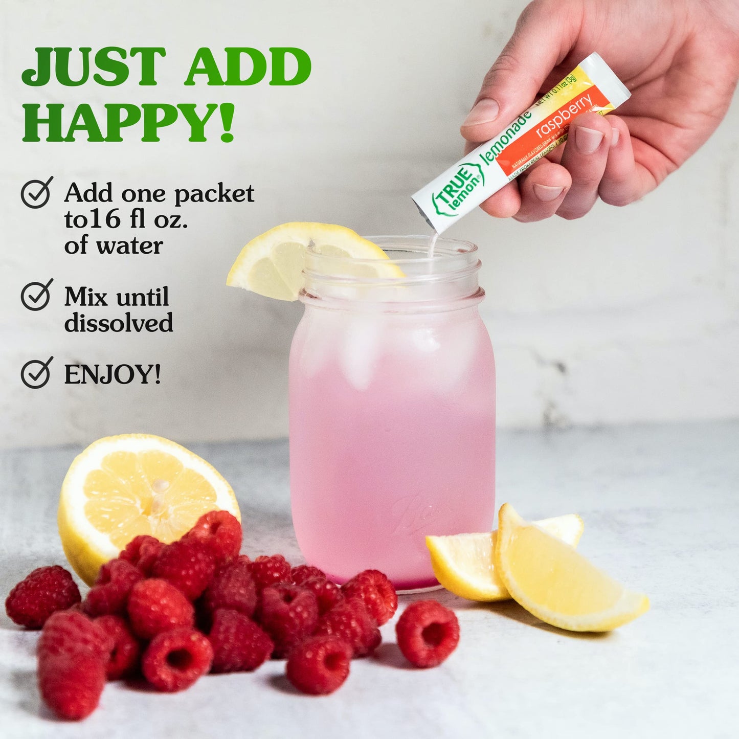 True Citrus Raspberry Flavored Lemonade Drink Mix, Non Gmo, 10 Counts, 1.06 Ounces (Pack Of 12)
