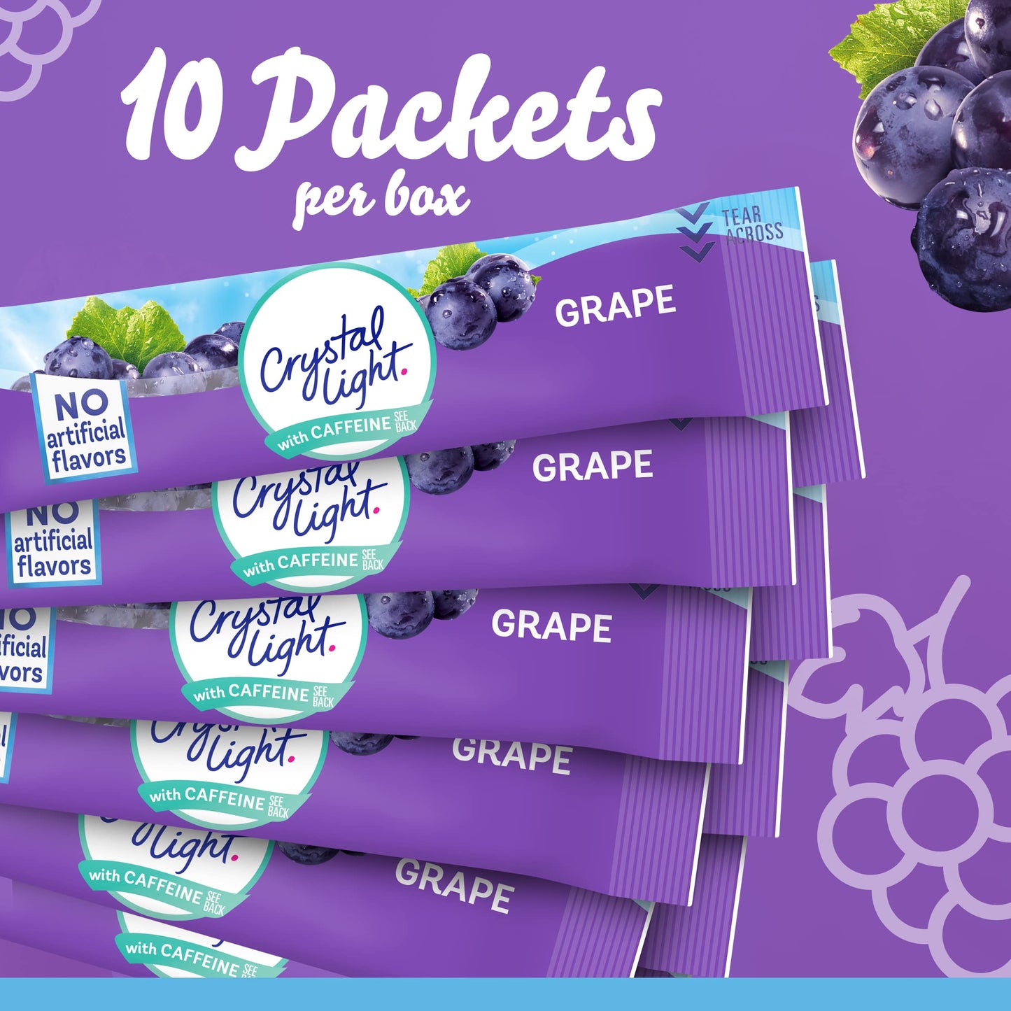 Crystal Light G  Drink Mix, 120 ct Pack, 12 Boxes of 10 On-the-Go Packets, Purple, Caffeinated, 1.1 Ounce (Pack of 12