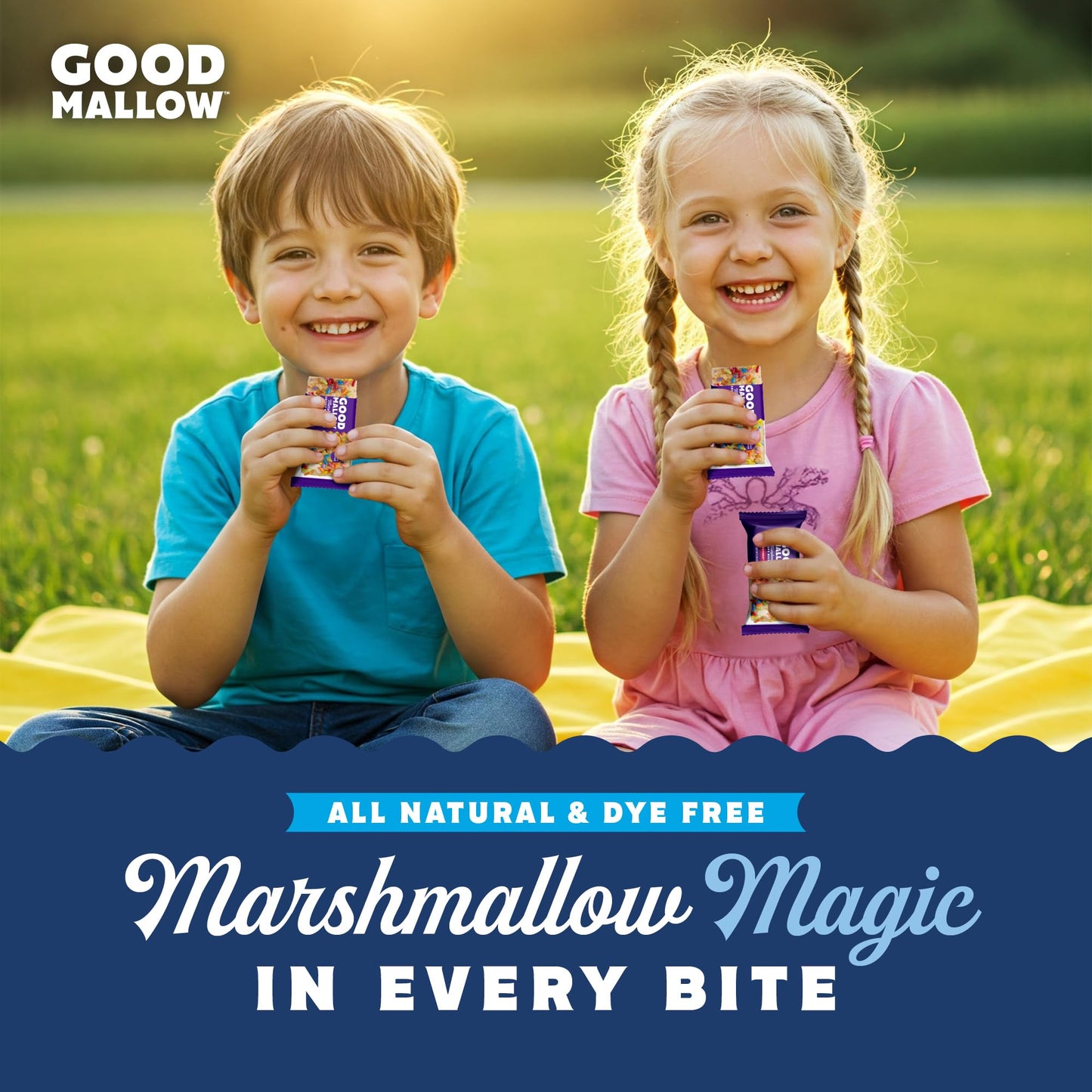 GoodMallow Vegan Rice Crispy  Individually Wrapped Box of 6  Kosher Vegan Snacks  Gluten Free Dairy Free Snacks for Kids & mature-themeds - Healthy Sweets Made with Gourmet Marshmallows (Birthday Cake)