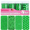 Green Pearl Sprinkles for Cake Decorating, 11.3 Oz Edible Pearls Sugar Large Capacity 4 Jars Set for Baking Cookie Ice Cream Cup
