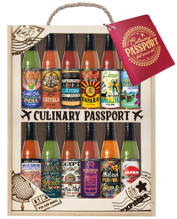 Culinary Passport Hot Sauce Variety Pack - 12 Bottles Gift Set