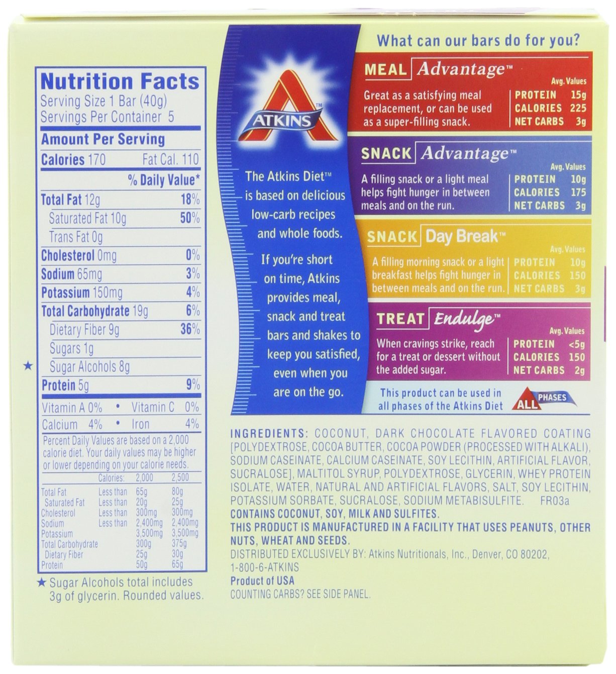 Atkins Endulge Nutty Fudge Brownie, Dessert Favorite, Good Source Of Fiber, 1G Sugar, 5 Count