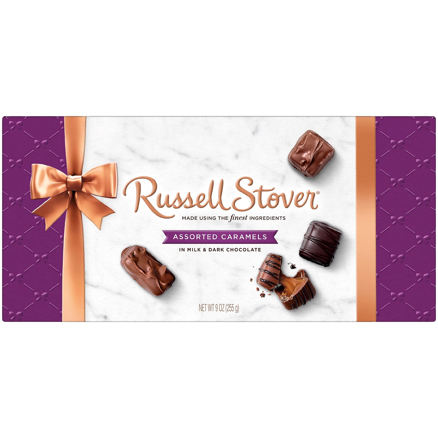 Russell Stover Assorted Caramels In Milk And Dark Chocolate Chocolate Gift Box 9 Ounce