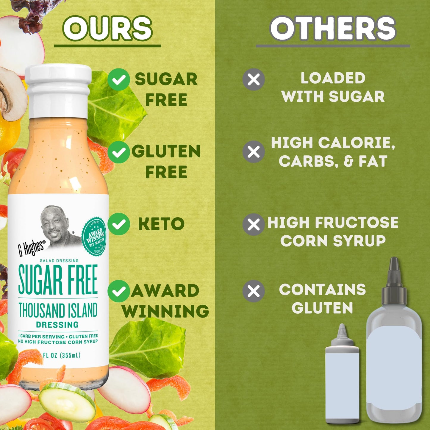 G Hughes Sugar Free Thousand Island Dressing - Thousand Island Salad Dressings, Low Carb Thousand Island, Gluten Free Salad Dressings - 12 Oz. (3-Pack)