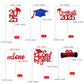 36 Pcs Class Of 2025 Graduation Cupcake Toppers, Red & Blue Glitter Double-Sided Grad Cap Cake Picks For Party Supplies, 2025 Gr