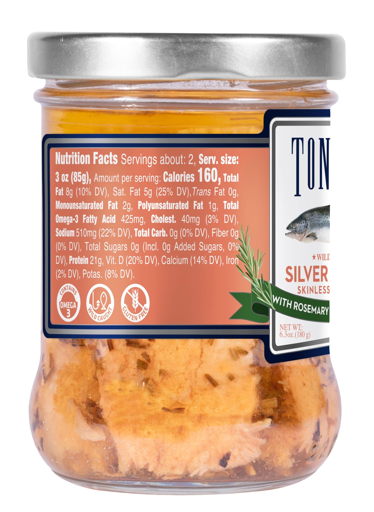 Tonnino Salmon Silver Fish in Smoked Olive Oil – Pack of 6 – 6.3 Ounces – Protein Snacks – Ready to Eat Meals