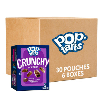 Pop-Tarts Crunchy Poppers Crunchy Filled Snack Pieces, Kids Snacks, On-The-Go Snacks, Frosted Brownie Crunch (6 Boxes, 30 Pouche