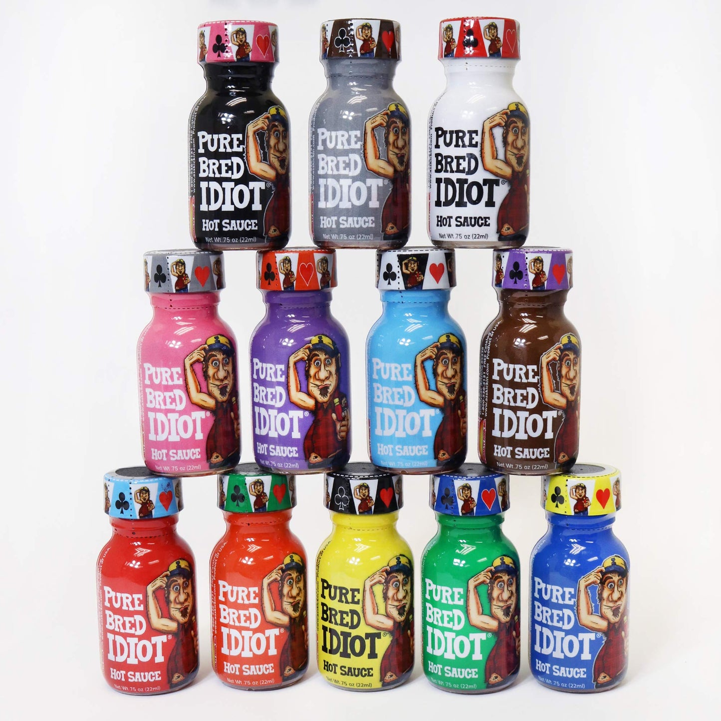 ASS KICKIN Hot Sauce  card-style Game - 12 Bottles - Spicy Challenge Gift Set - Pure Bred Idiot Model
