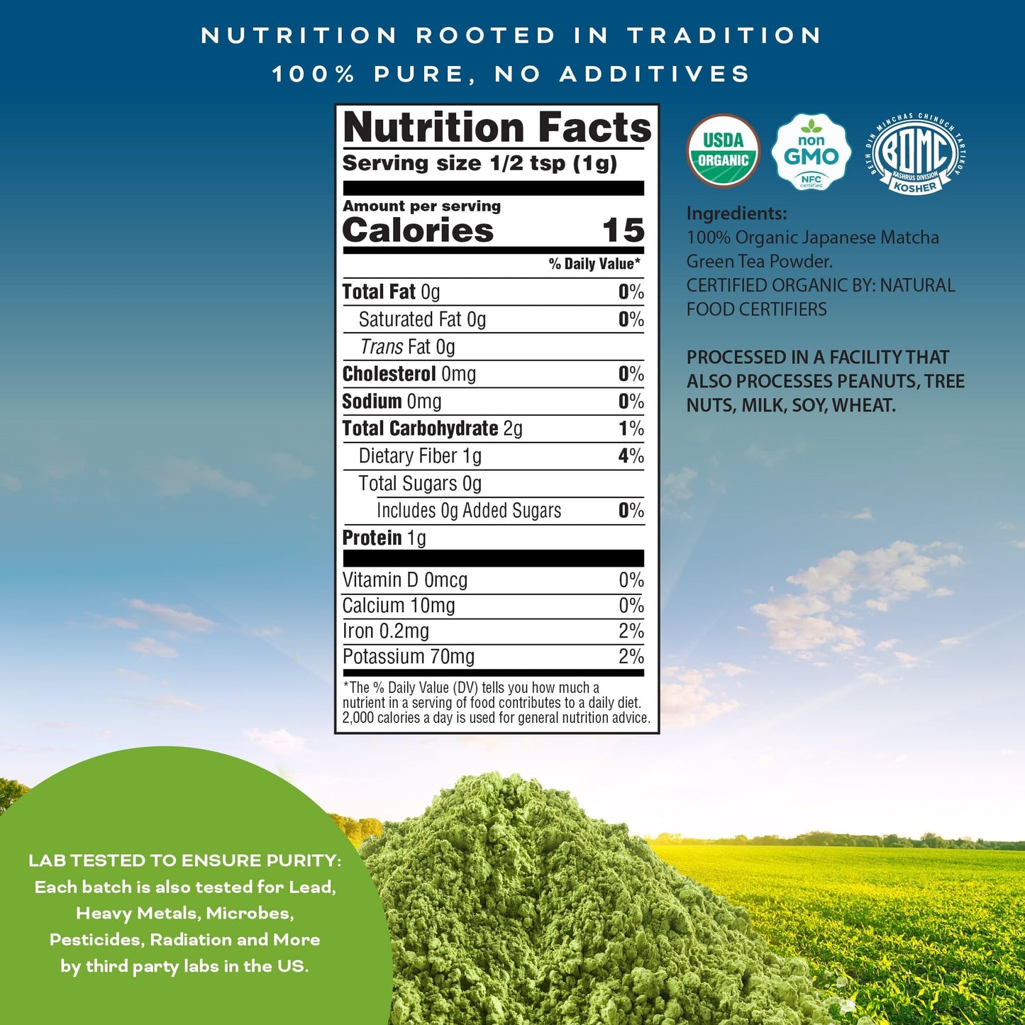 Crop By Pop - Usda Organic Culinary Grade Matcha Powder Green Tea Powder, (1.06 Oz) Authentic Japanese Origin, Non Gmo Certified