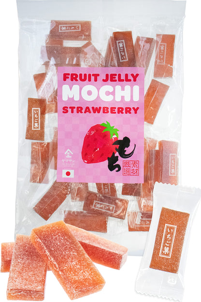 YAMASAN KYOTO UJI Jelly Fruit Mochi, Japanese Traditional Candy, individually wrapped, Artisanal Handworks, Juicy Strawberry, 30